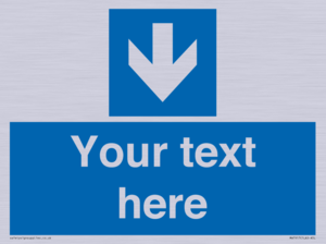 Custom Directional signage blue down arrow 